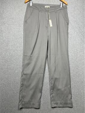 Max Studio Womens  Straight Leg Ankle Length Slacks Pants L Gray Office Work